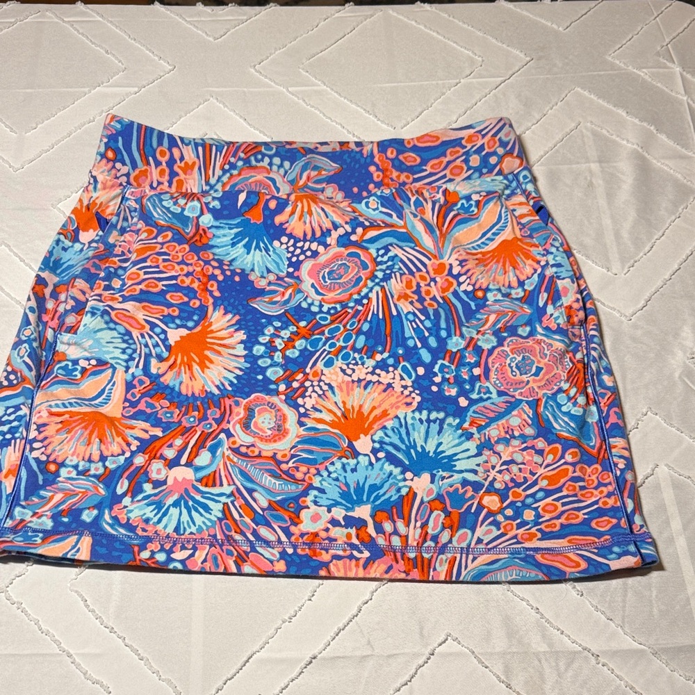 T by Talbots Vibrant Floral Mini Skirt in Blue and Orange. MP